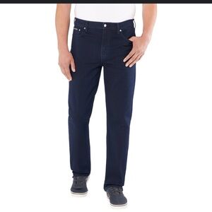 Men's Dark Wash Straight Jeans High Strech